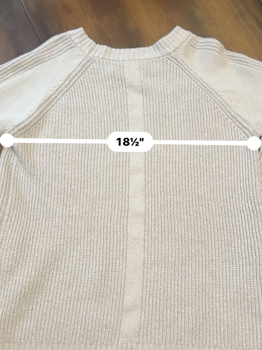 Pink Clover Light Beige Ribbed Raglan Pullover Sweater - Picture 13 of 15